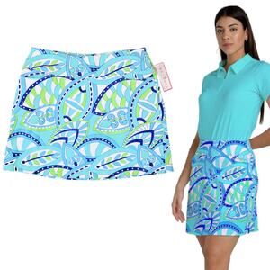NEW Rezobay Skort Aqua Green Blue Valencia Retro Print Cotton Knit